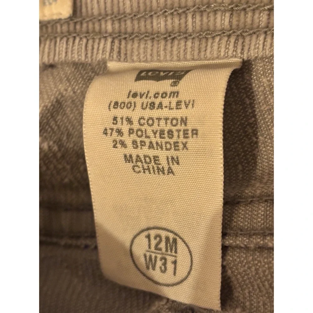 Levis 504 Slouch Straight Corduroy Pants Grey Womens Sz 35x31 Mid Rise Trousers‎